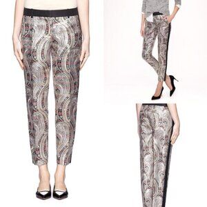 J. CREW | Metallic Cafe Capri Paisley Pants | Multi-Color Jacquard | Size 0